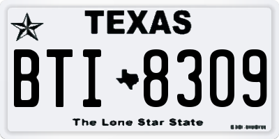 TX license plate BTI8309