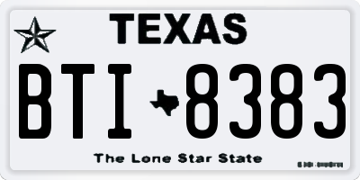 TX license plate BTI8383