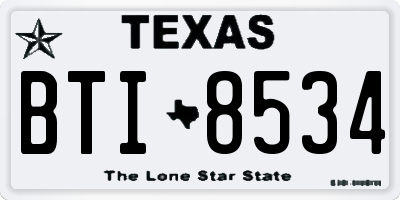 TX license plate BTI8534