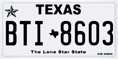 TX license plate BTI8603