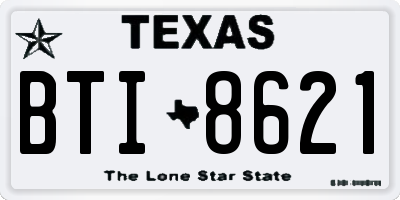 TX license plate BTI8621