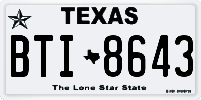 TX license plate BTI8643