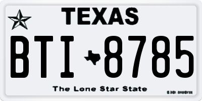 TX license plate BTI8785