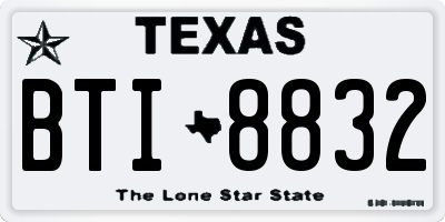 TX license plate BTI8832
