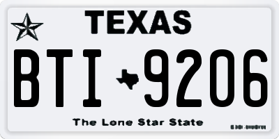 TX license plate BTI9206