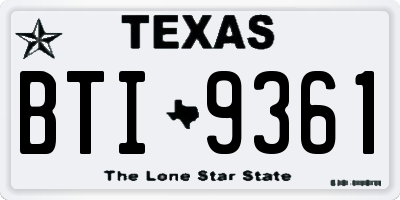 TX license plate BTI9361