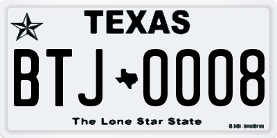 TX license plate BTJ0008