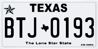 TX license plate BTJ0193