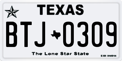 TX license plate BTJ0309