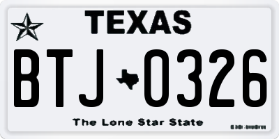 TX license plate BTJ0326