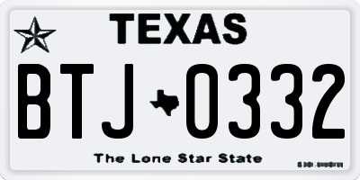 TX license plate BTJ0332