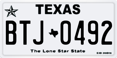 TX license plate BTJ0492