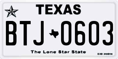 TX license plate BTJ0603