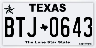 TX license plate BTJ0643