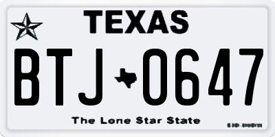 TX license plate BTJ0647