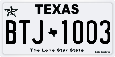 TX license plate BTJ1003