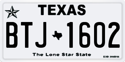 TX license plate BTJ1602