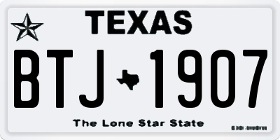 TX license plate BTJ1907