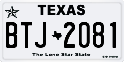 TX license plate BTJ2081
