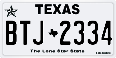 TX license plate BTJ2334