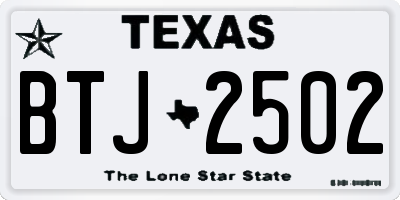 TX license plate BTJ2502