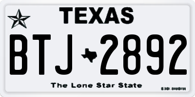 TX license plate BTJ2892