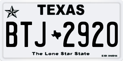 TX license plate BTJ2920