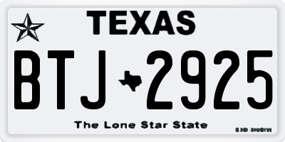 TX license plate BTJ2925