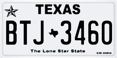 TX license plate BTJ3460