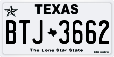 TX license plate BTJ3662