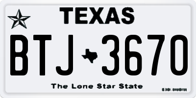 TX license plate BTJ3670