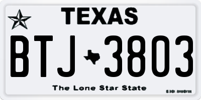 TX license plate BTJ3803