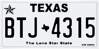 TX license plate BTJ4315