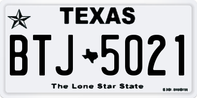 TX license plate BTJ5021
