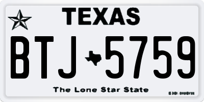 TX license plate BTJ5759