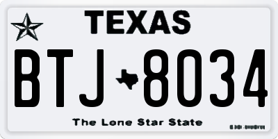 TX license plate BTJ8034