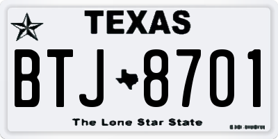 TX license plate BTJ8701