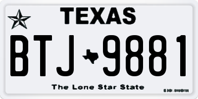 TX license plate BTJ9881