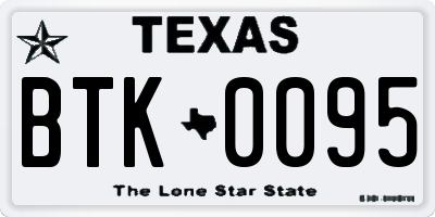 TX license plate BTK0095