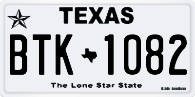 TX license plate BTK1082