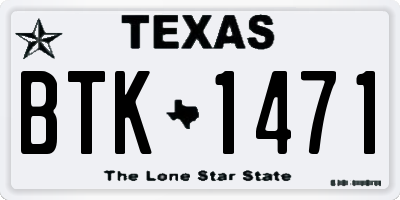 TX license plate BTK1471