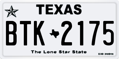TX license plate BTK2175