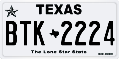 TX license plate BTK2224