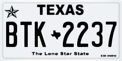 TX license plate BTK2237