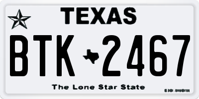 TX license plate BTK2467