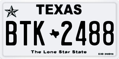 TX license plate BTK2488