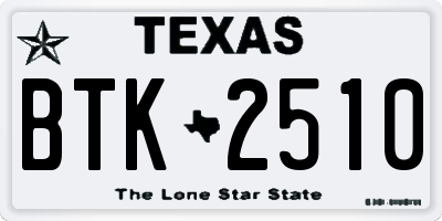 TX license plate BTK2510