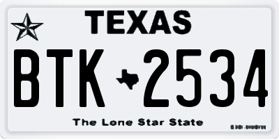 TX license plate BTK2534