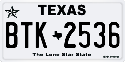 TX license plate BTK2536