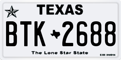 TX license plate BTK2688